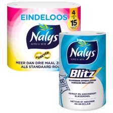Nalys Blitz, Xtra, Vochtvangers of Wish keukenpapier of Eindeloos toiletpapier